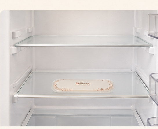 Relievoo therapy pack chilling on a refrigerator shelf