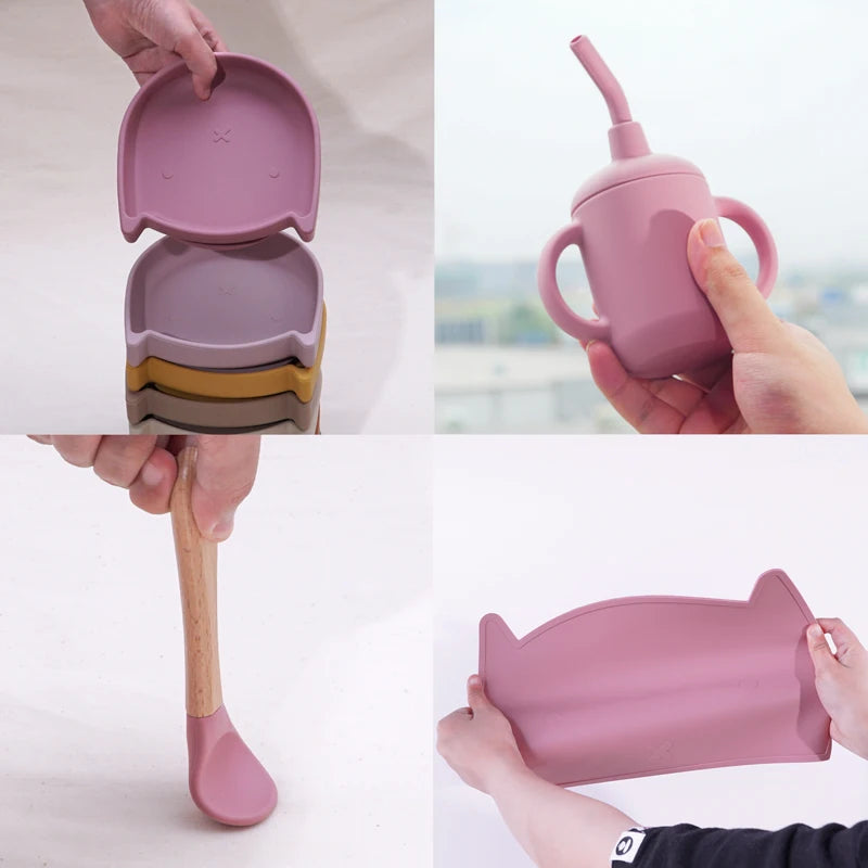Silicone weaning set details - suction base cup and flexible plate