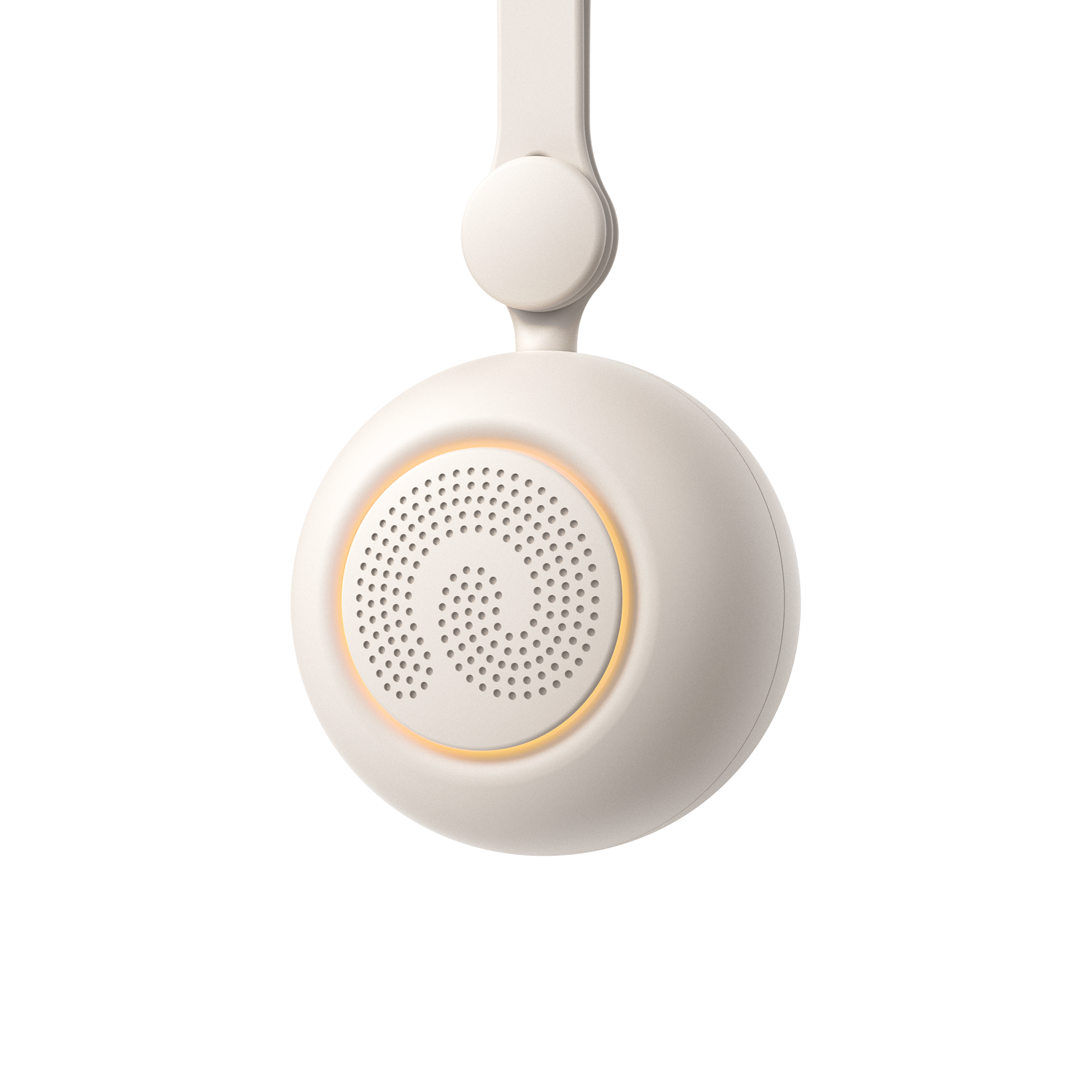 Dreamy sound machine in nursery with warm night light glow