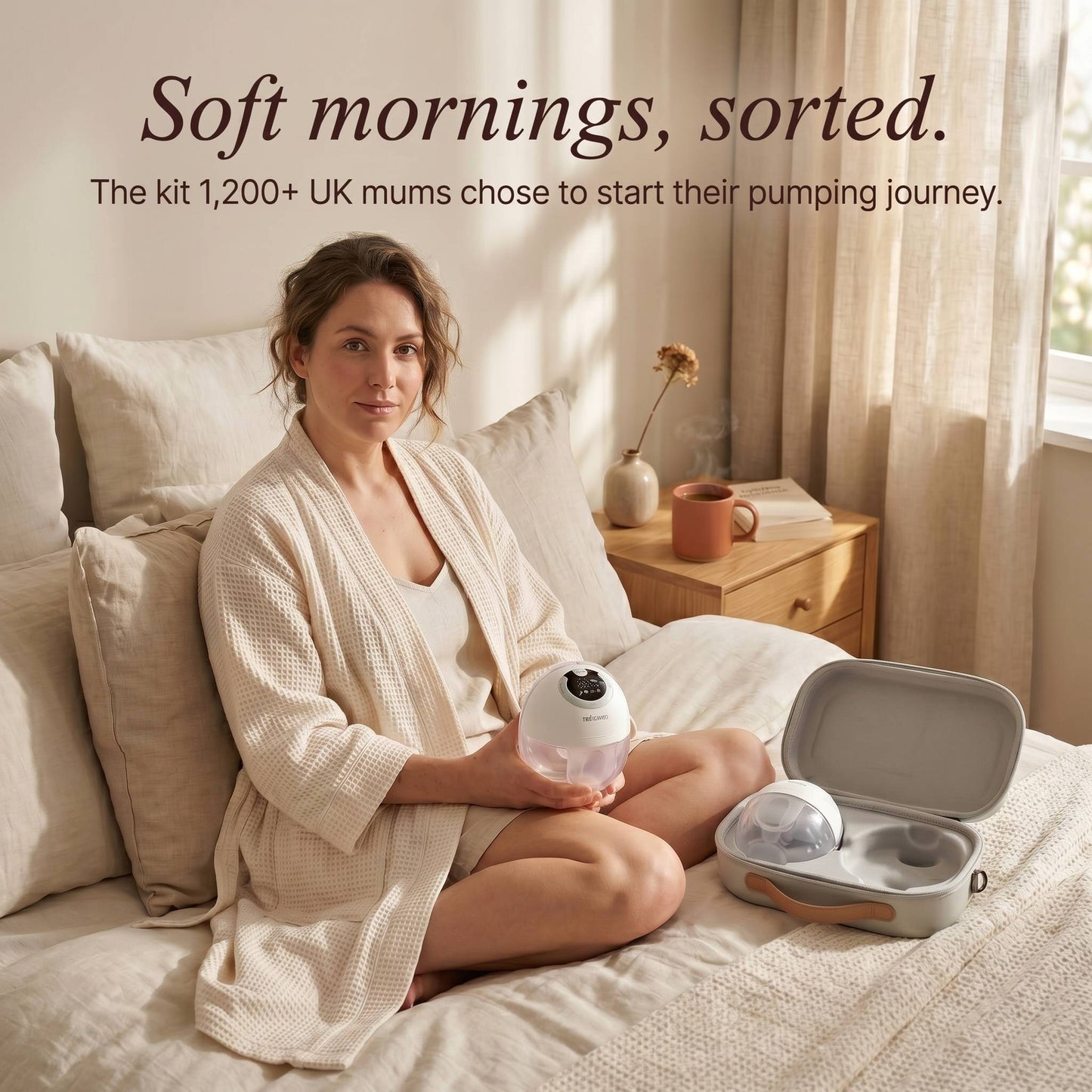 UK mum starting pumping journey with Relievoo Complete Pumping Kit — chosen by 1200+ UK mums, free UK delivery and 60-day guarantee