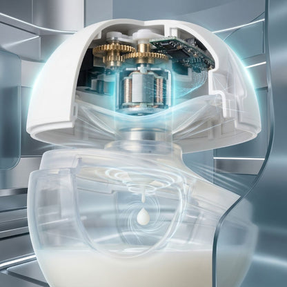 Relievoo S32 PRO2 breast pump internal motor cutaway showing 300mmHg hospital-grade suction technology