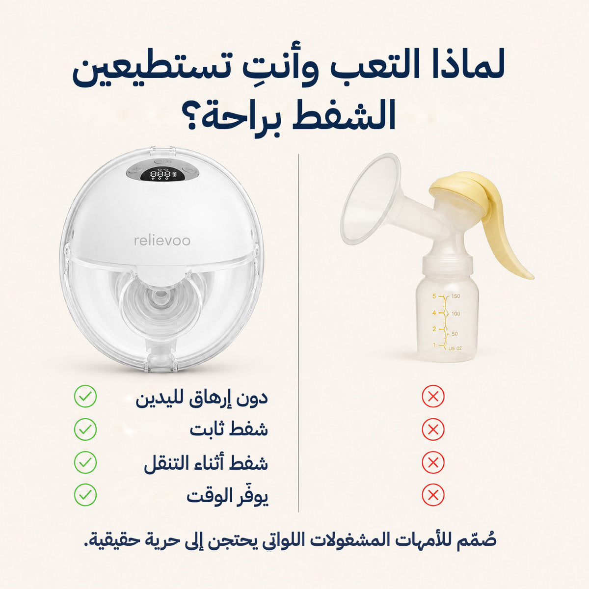 Relievoo M22 PRO2 wearable breast pump vs manual pump comparison: no hand fatigue, consistent suction, express on the go