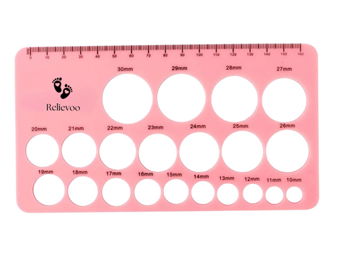 Free Relievoo nipple measurement tool, 10-30mm flange sizing ruler, included with the breast pump