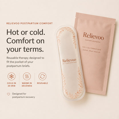 Relievoo perineal therapy pack and pouch: cold in about 20 minutes, warm in seconds, reusable